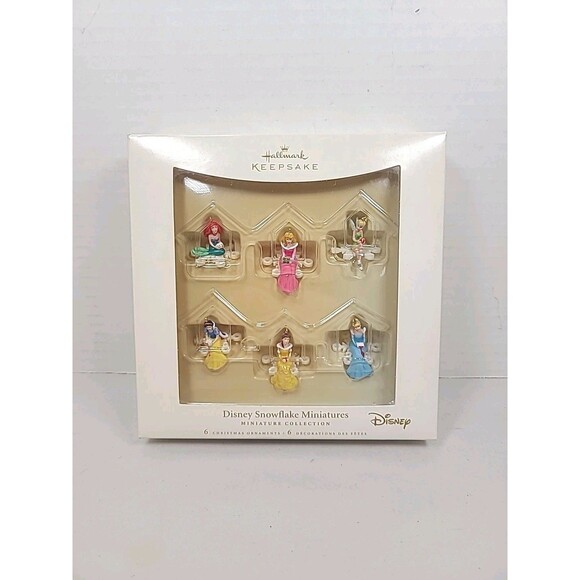 2006 Hallmark Keepsake Disney Snowflake Miniatures Princess Ornament Set of 6 - Picture 1 of 3